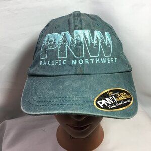 PNW Hat Cap Turquois Adjustable Embroidered Unisex Hike Camp Fish Outdoor